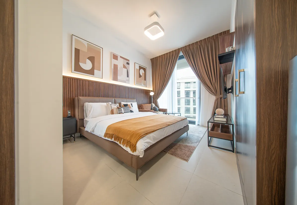 Studio PASE interior design — Project BLUE, furnished studio at Ajmal Makan, Sharjah